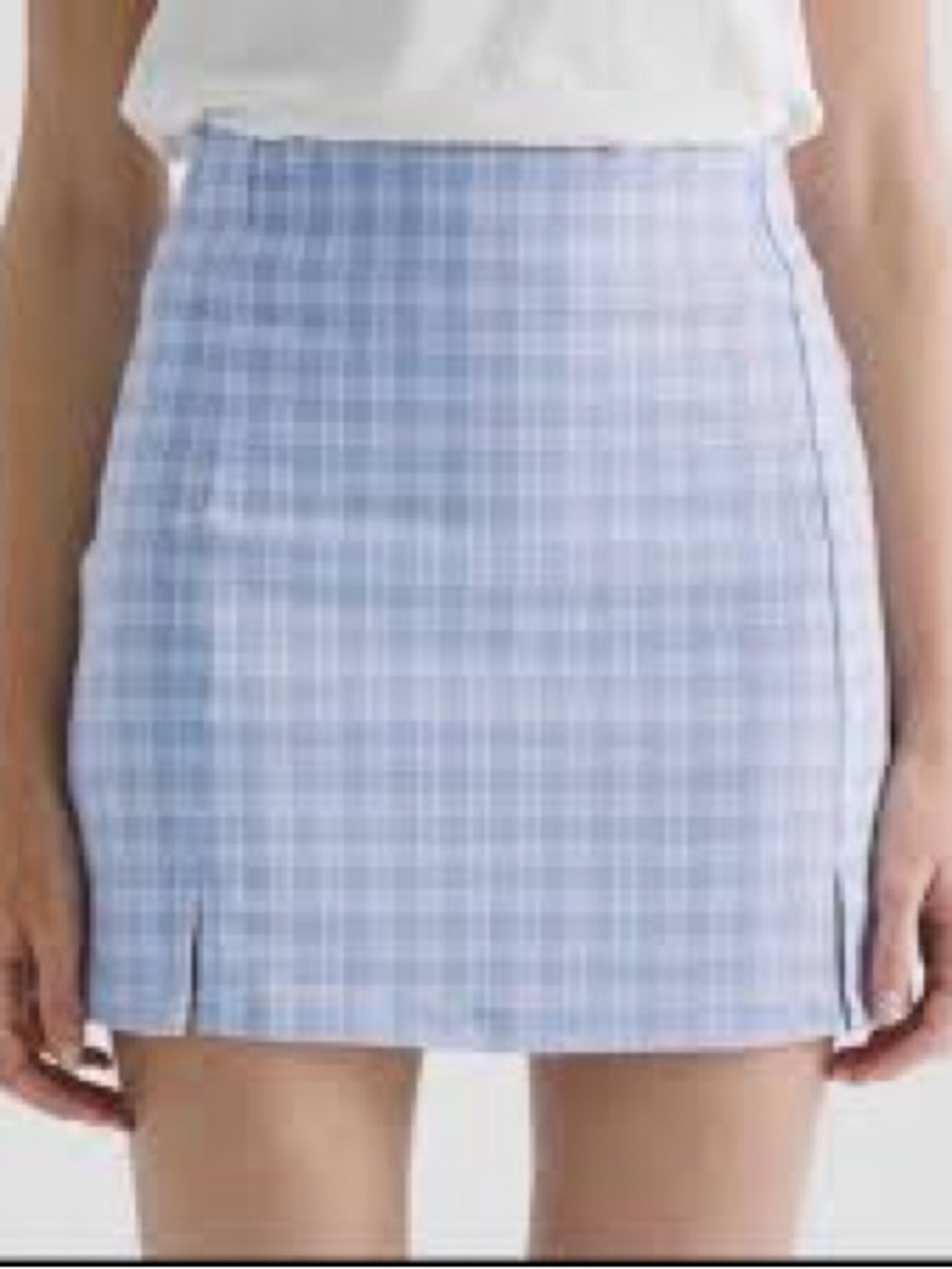 Brandy Melville 🩷 blue & white plaid mini skirt